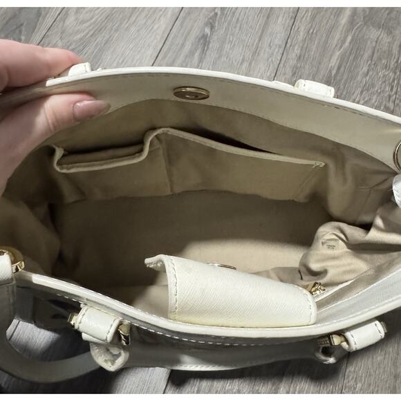 Tory Burch watercolor botanical print Robinson canvas triangle tote handbag - Picture 8 of 9